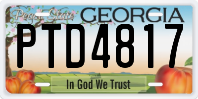 GA license plate PTD4817
