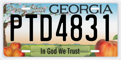 GA license plate PTD4831