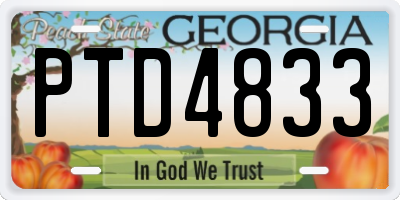 GA license plate PTD4833