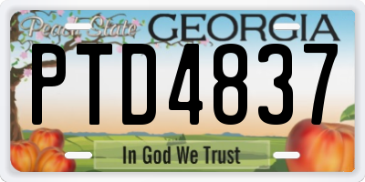 GA license plate PTD4837
