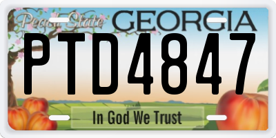 GA license plate PTD4847