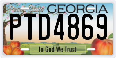 GA license plate PTD4869