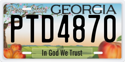 GA license plate PTD4870