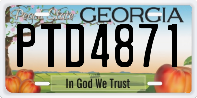 GA license plate PTD4871