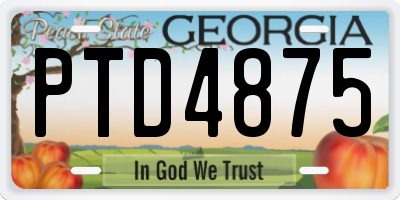 GA license plate PTD4875