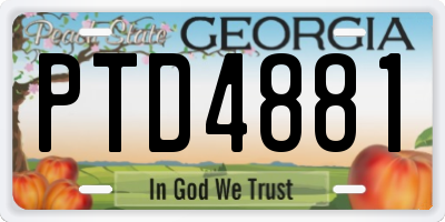 GA license plate PTD4881