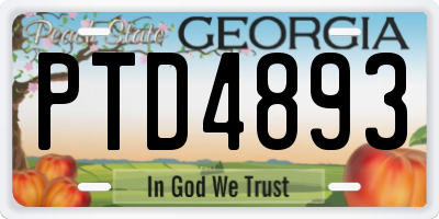 GA license plate PTD4893