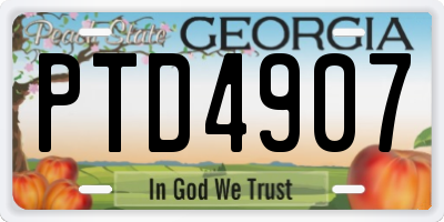 GA license plate PTD4907