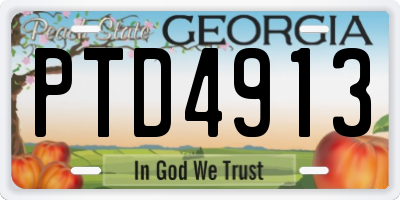GA license plate PTD4913