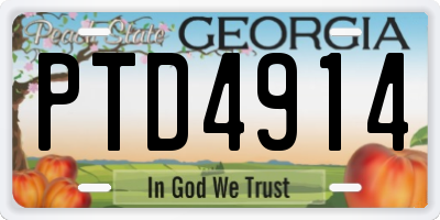 GA license plate PTD4914