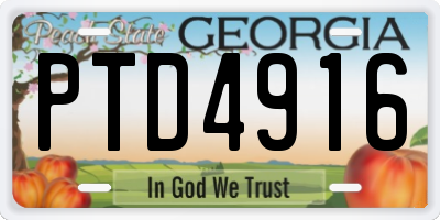 GA license plate PTD4916