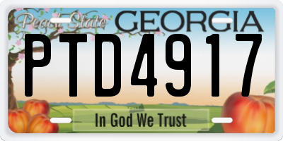 GA license plate PTD4917