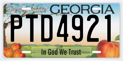 GA license plate PTD4921