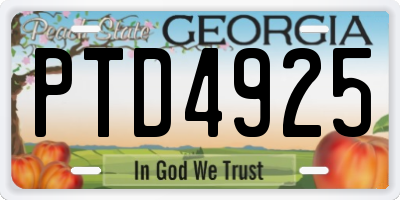 GA license plate PTD4925