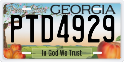 GA license plate PTD4929