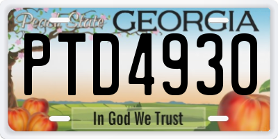 GA license plate PTD4930