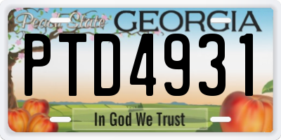 GA license plate PTD4931