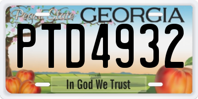 GA license plate PTD4932
