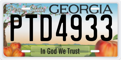 GA license plate PTD4933