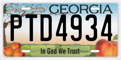 GA license plate PTD4934
