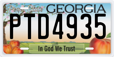 GA license plate PTD4935