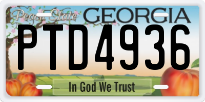 GA license plate PTD4936