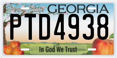 GA license plate PTD4938