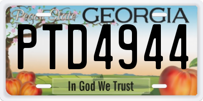 GA license plate PTD4944