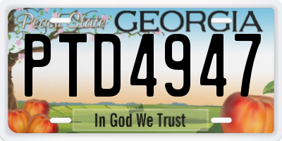 GA license plate PTD4947
