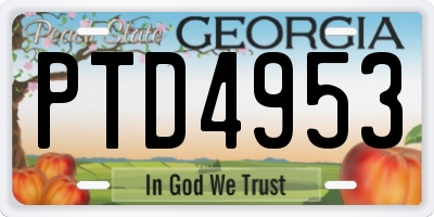 GA license plate PTD4953