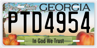 GA license plate PTD4954