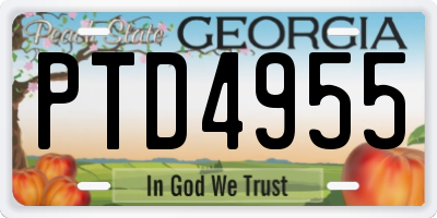 GA license plate PTD4955