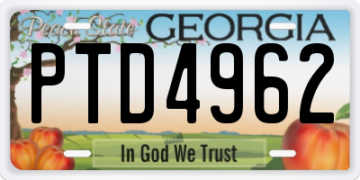 GA license plate PTD4962