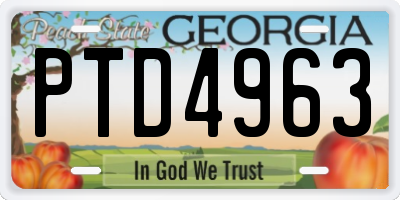 GA license plate PTD4963