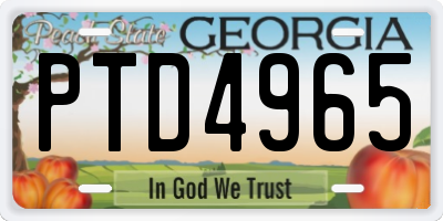 GA license plate PTD4965