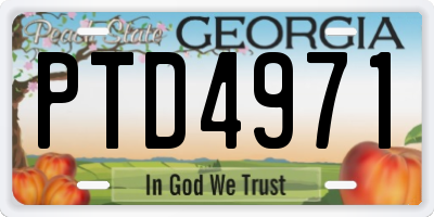 GA license plate PTD4971
