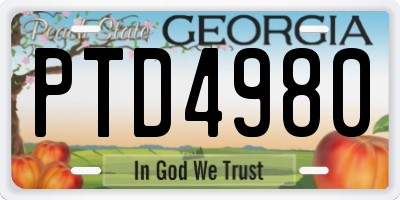 GA license plate PTD4980