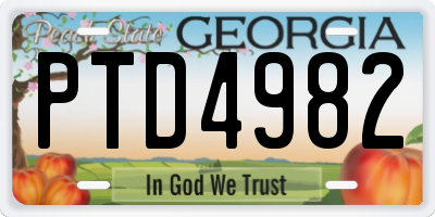 GA license plate PTD4982