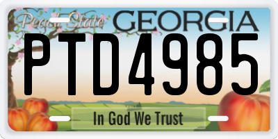 GA license plate PTD4985