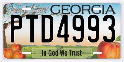 GA license plate PTD4993