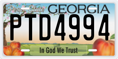 GA license plate PTD4994