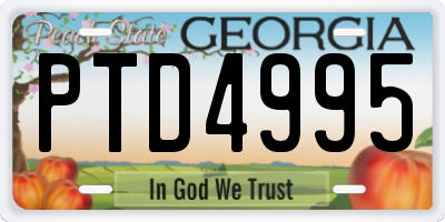 GA license plate PTD4995