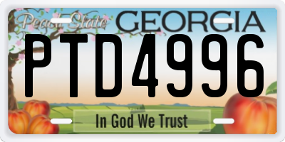 GA license plate PTD4996