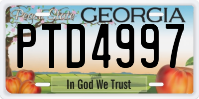 GA license plate PTD4997