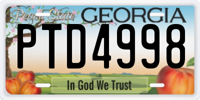 GA license plate PTD4998