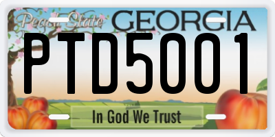 GA license plate PTD5001