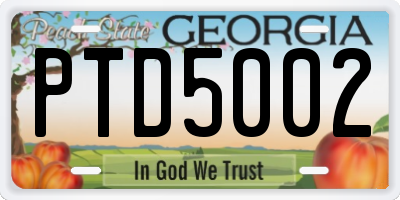 GA license plate PTD5002