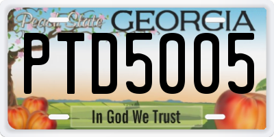 GA license plate PTD5005