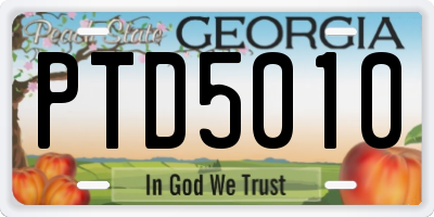 GA license plate PTD5010