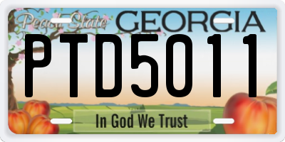 GA license plate PTD5011